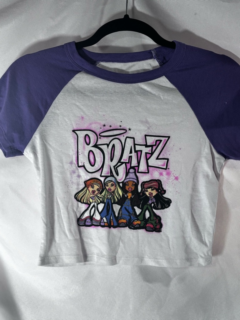 Bratz Purple & White Raglan Graphic‎ Crop Top